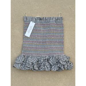 Petersyn Smocked Ruffle-Hem Mini Skirt